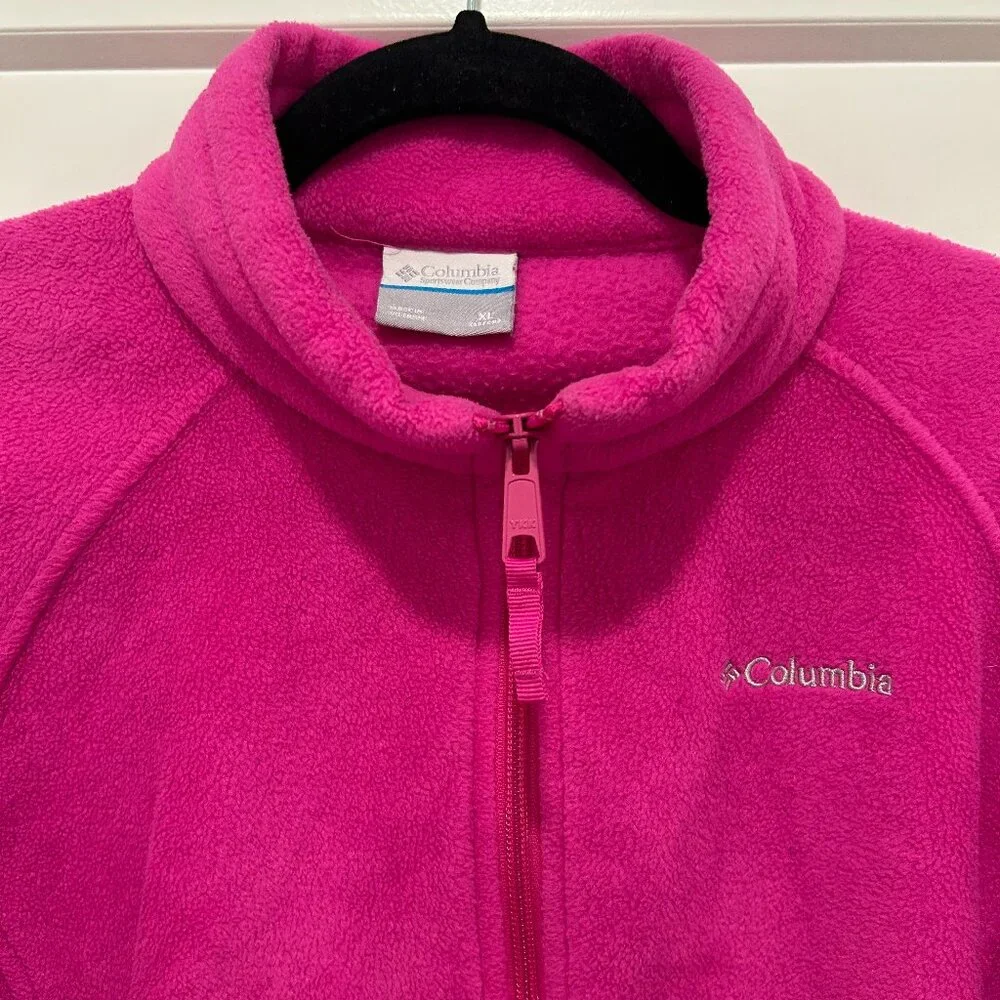 COLUMBIA full-zip pink magenta fleece jacket (girl's XL/18-20)